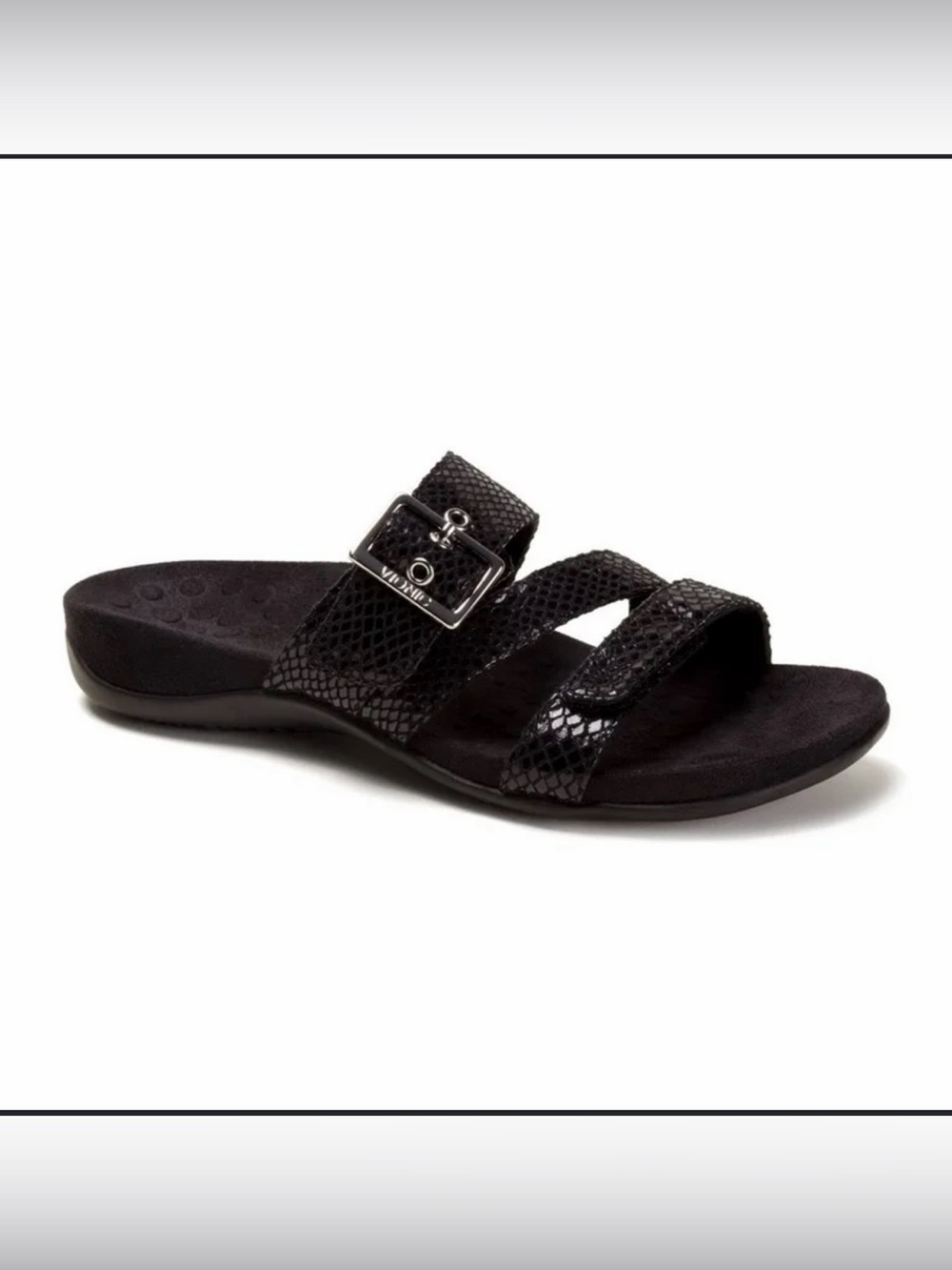 Vionic Sandals Womens Size 8 Black Adjustable Buckle Slides Comfort Orthopedic